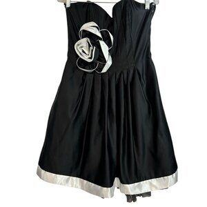 Vtg Jessica McClintock Dress Womens 10 Black White Prom Tulle Knee Coquette Y2K